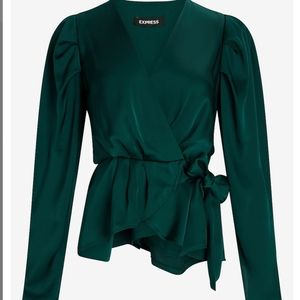 Express Satin Wrap Blouse